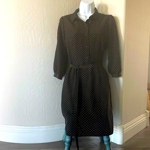 LOVE 21 black polka dot shirt dress size S